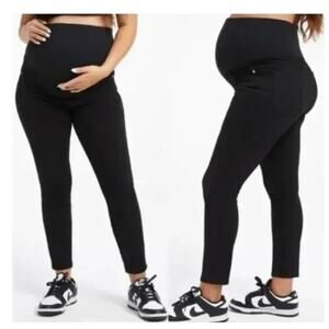 NWT Good American Womens Black Good Legs Maternity Crop Skinny Jeans Size 0/25